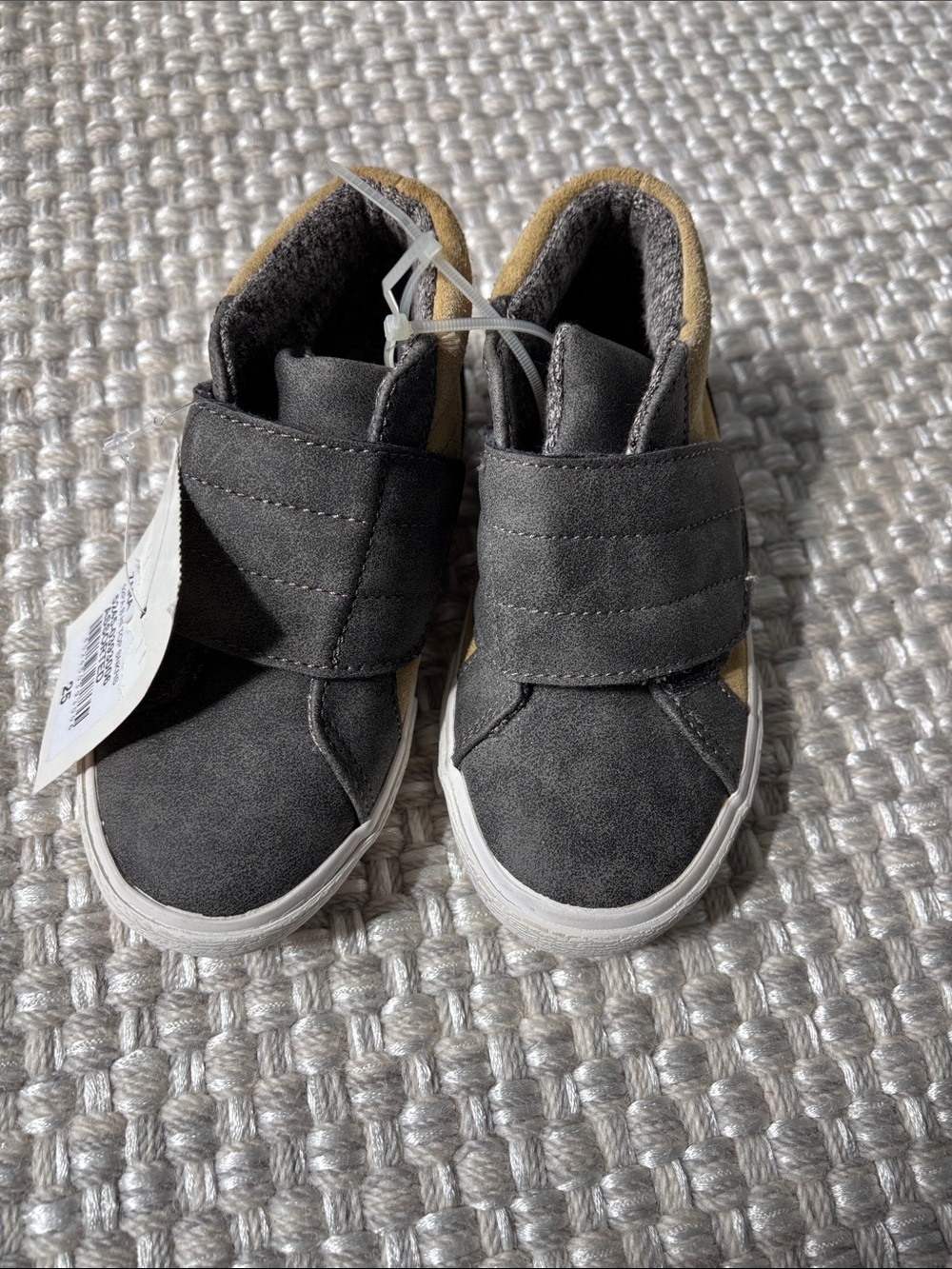 Zara Kids Charcoal Gray Suede Velcro Sneakers